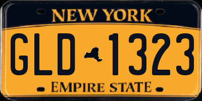 NY license plate GLD1323
