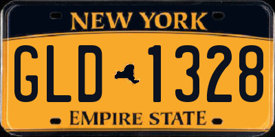 NY license plate GLD1328