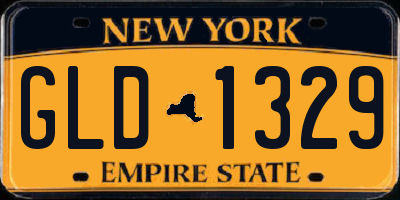 NY license plate GLD1329