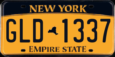 NY license plate GLD1337