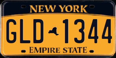 NY license plate GLD1344