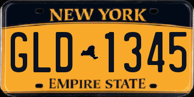 NY license plate GLD1345