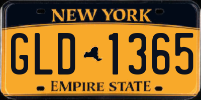 NY license plate GLD1365