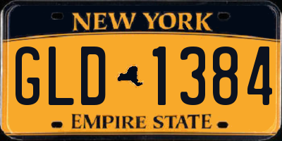 NY license plate GLD1384
