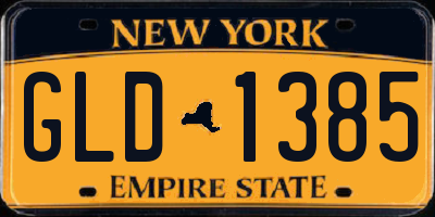 NY license plate GLD1385
