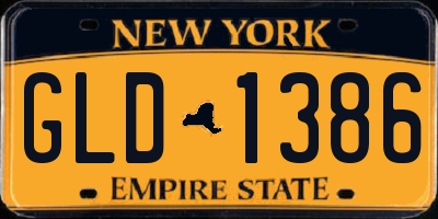 NY license plate GLD1386