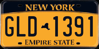 NY license plate GLD1391