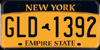 NY license plate GLD1392