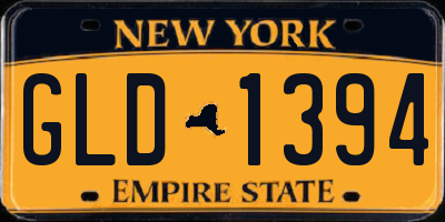 NY license plate GLD1394