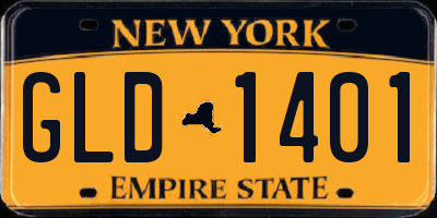 NY license plate GLD1401