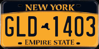 NY license plate GLD1403