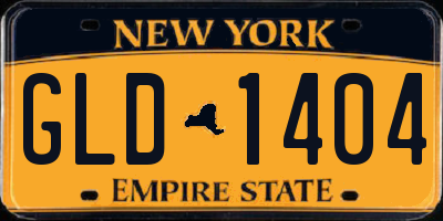 NY license plate GLD1404