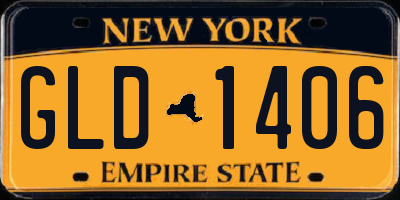 NY license plate GLD1406