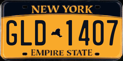 NY license plate GLD1407