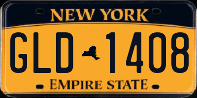 NY license plate GLD1408