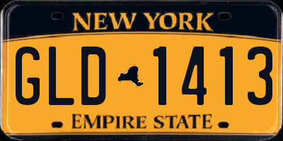 NY license plate GLD1413
