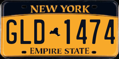 NY license plate GLD1474