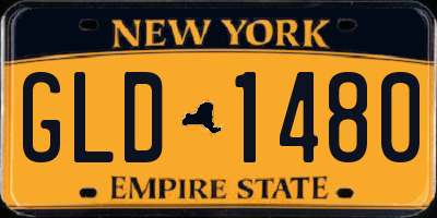 NY license plate GLD1480