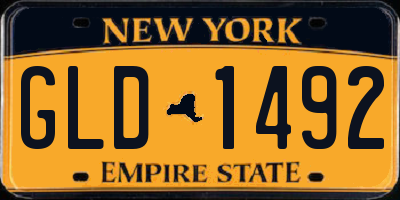 NY license plate GLD1492