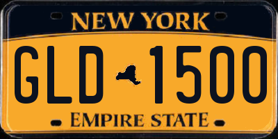 NY license plate GLD1500