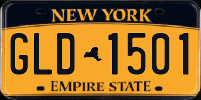 NY license plate GLD1501