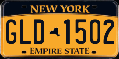 NY license plate GLD1502