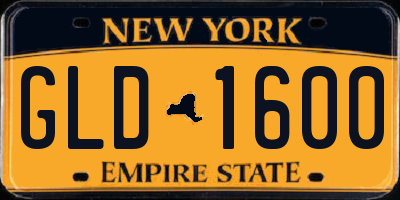 NY license plate GLD1600