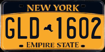 NY license plate GLD1602