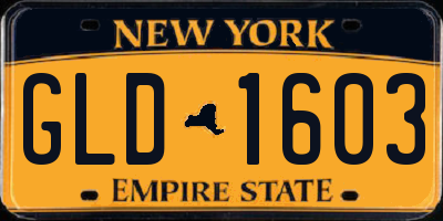 NY license plate GLD1603