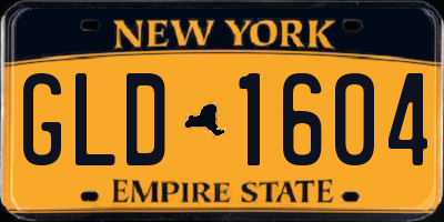 NY license plate GLD1604