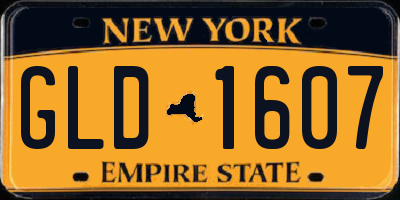NY license plate GLD1607