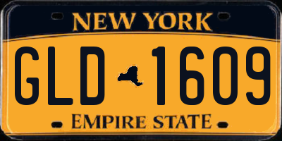 NY license plate GLD1609
