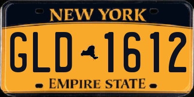 NY license plate GLD1612