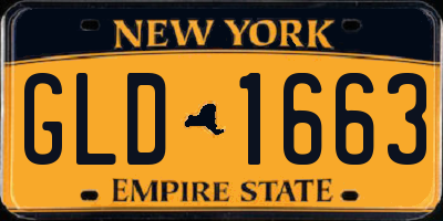 NY license plate GLD1663