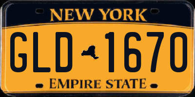 NY license plate GLD1670