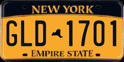 NY license plate GLD1701
