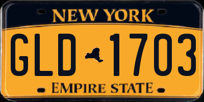 NY license plate GLD1703