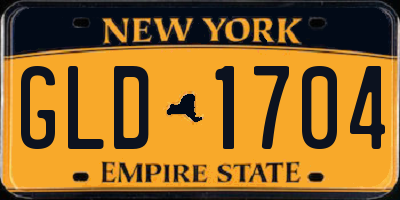NY license plate GLD1704