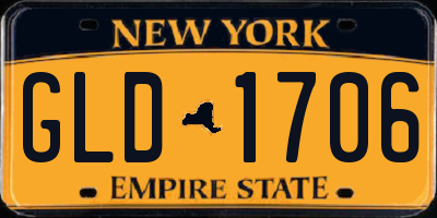 NY license plate GLD1706