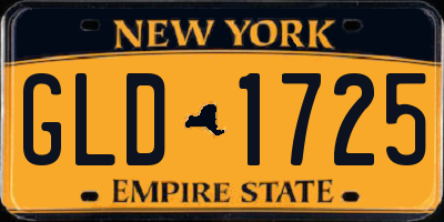 NY license plate GLD1725