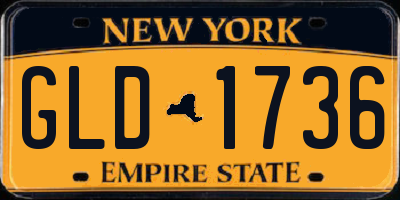 NY license plate GLD1736