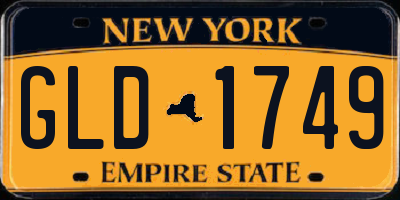 NY license plate GLD1749