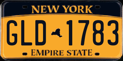 NY license plate GLD1783