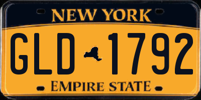 NY license plate GLD1792