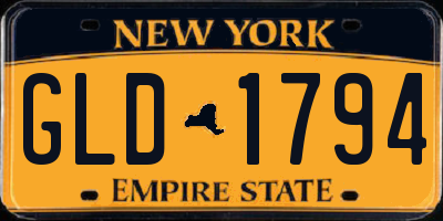 NY license plate GLD1794