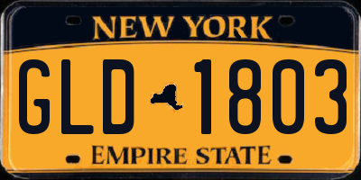 NY license plate GLD1803