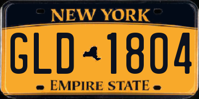 NY license plate GLD1804