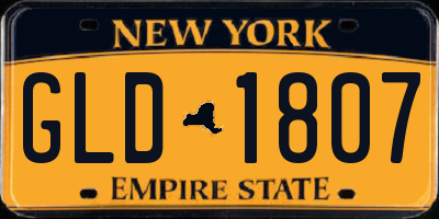 NY license plate GLD1807