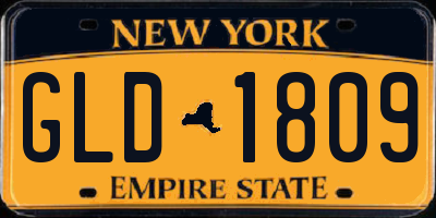 NY license plate GLD1809