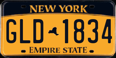 NY license plate GLD1834